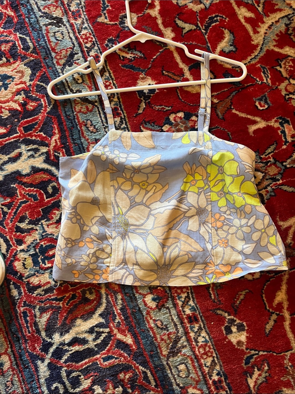 Current Air Light Blue Floral Spaghetti Strap Crop Top